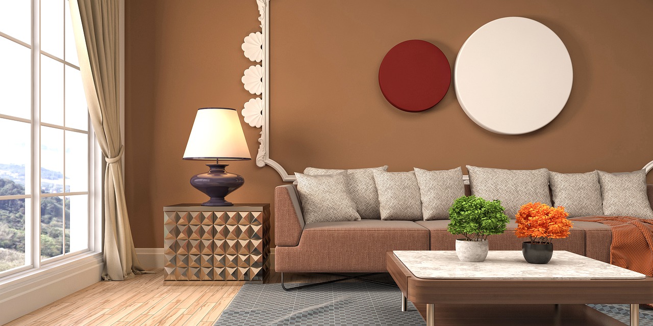 bruine woonkamer